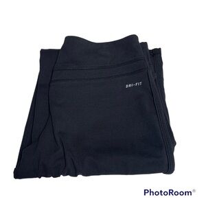 Nike Dri-fit black athletic pants size M white swoosh on front